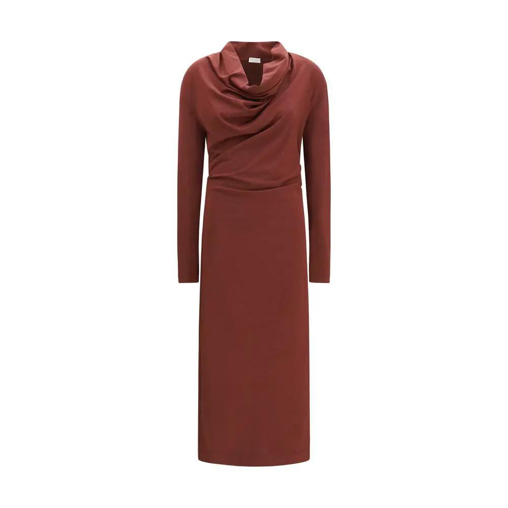 Brunello Cucinelli Brunello Cucinelli Bordeaux Wool Oves Aries Casual Dress