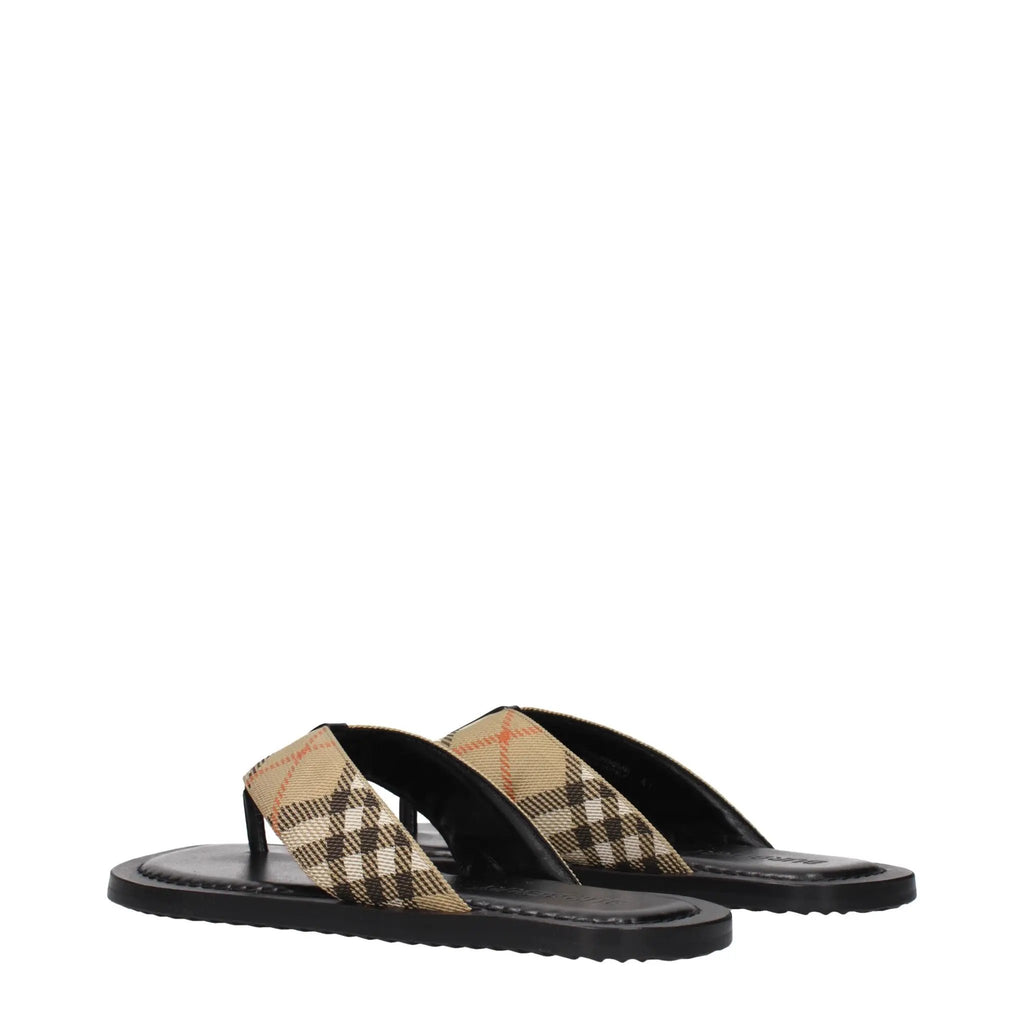 Burberry Beige Fabric Flip-Flop Sandals