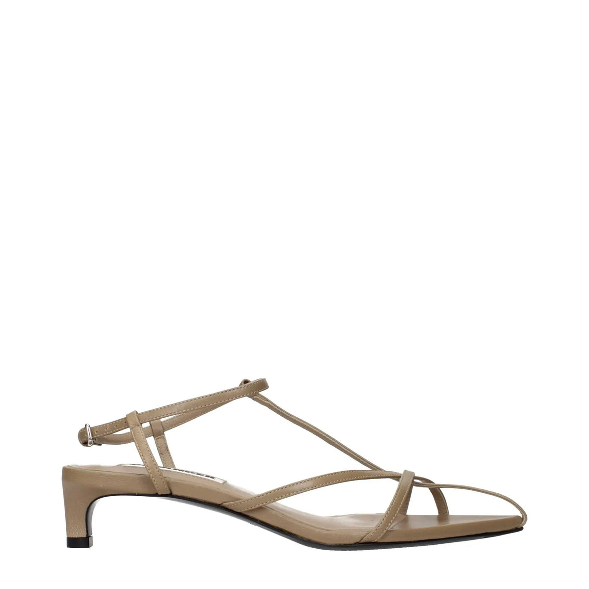 Sandales plates en cuir beige Jil Sander