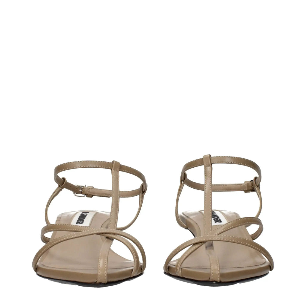 Sandales plates en cuir beige Jil Sander