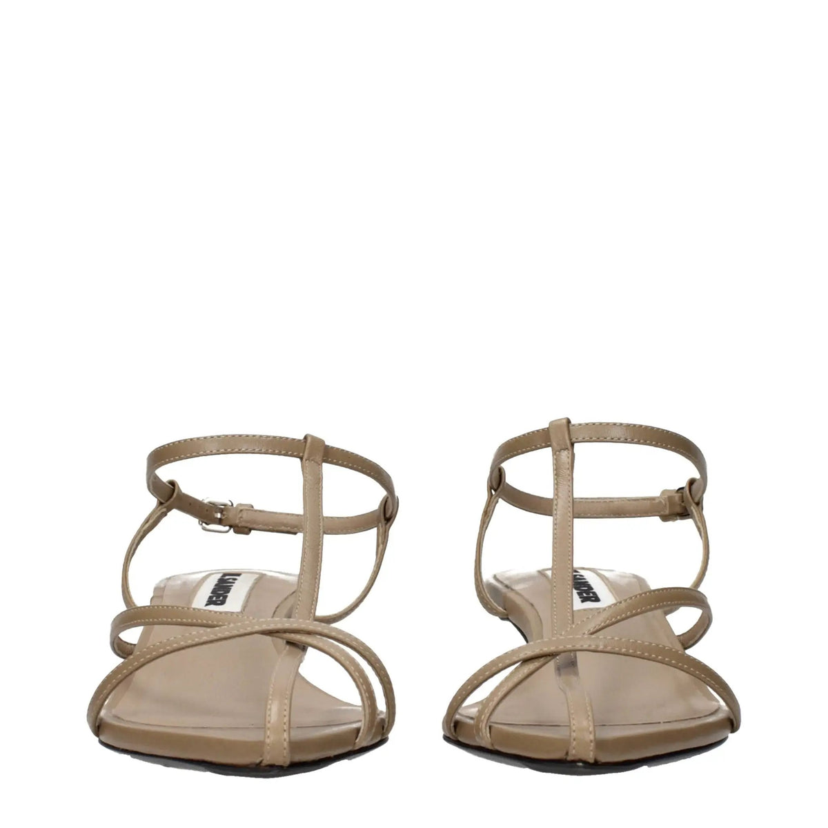 Sandales plates en cuir beige Jil Sander