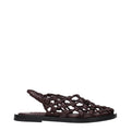 Sandales plates en cuir marron Jil Sander