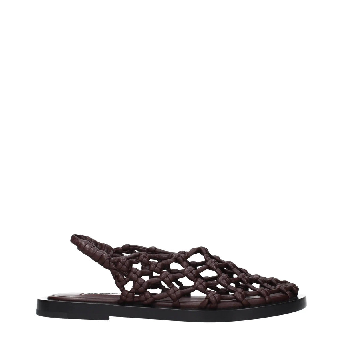 Sandales plates en cuir marron Jil Sander