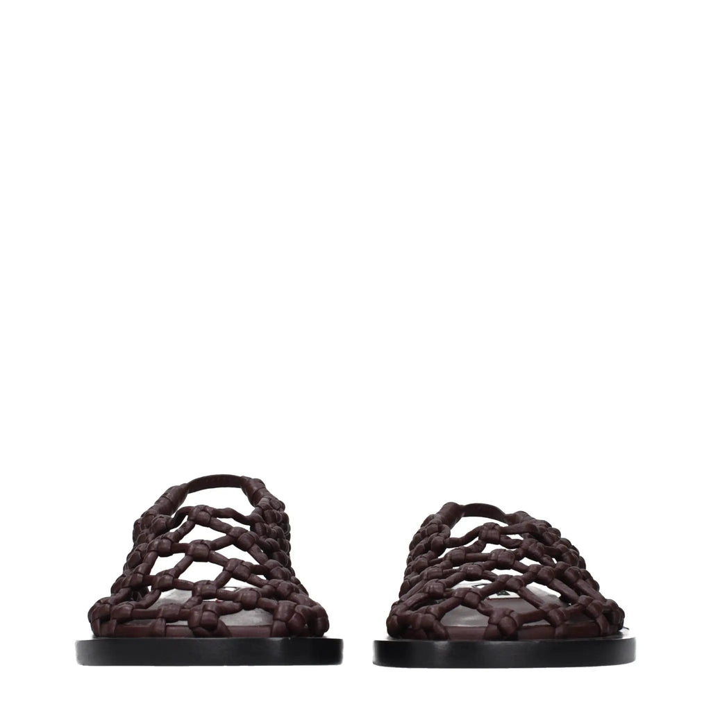 Sandales plates en cuir marron Jil Sander