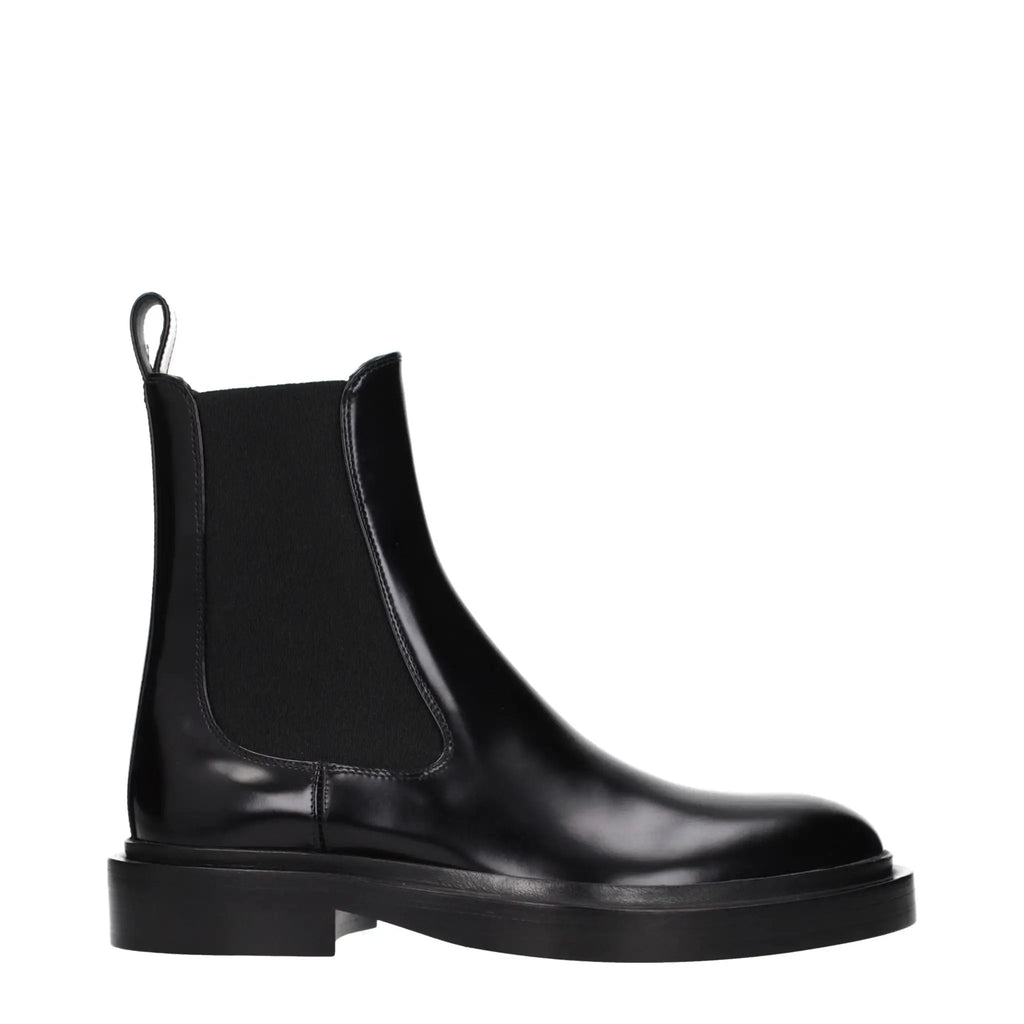 Bottes montantes en cuir noir Jil Sander