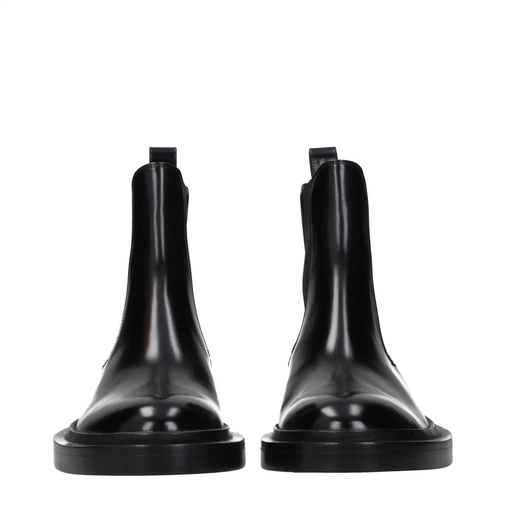 Bottes montantes en cuir noir Jil Sander