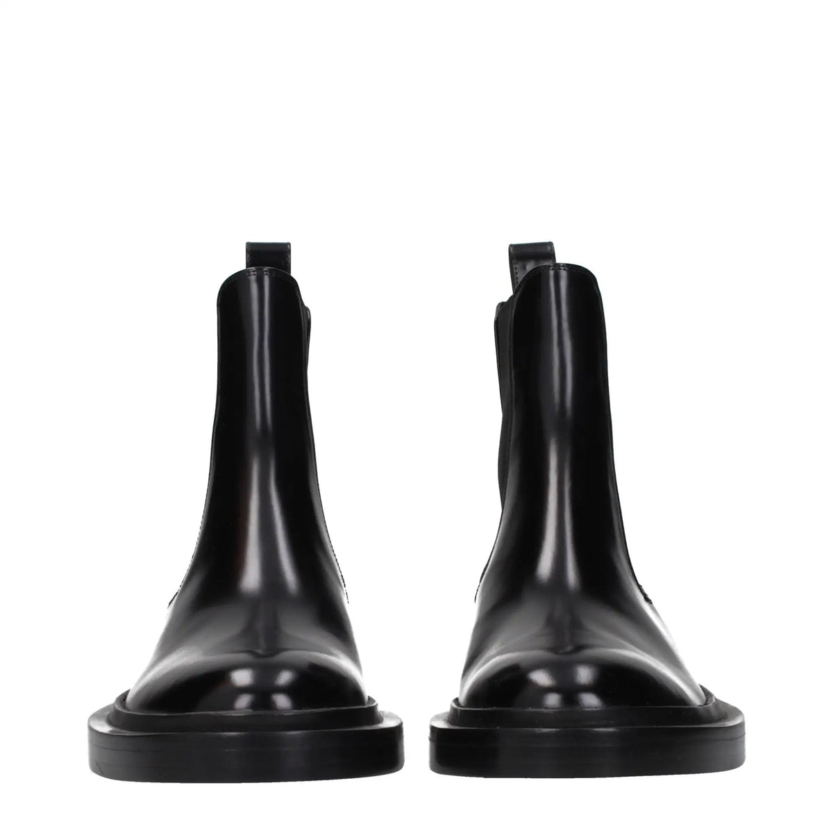 Bottes montantes en cuir noir Jil Sander