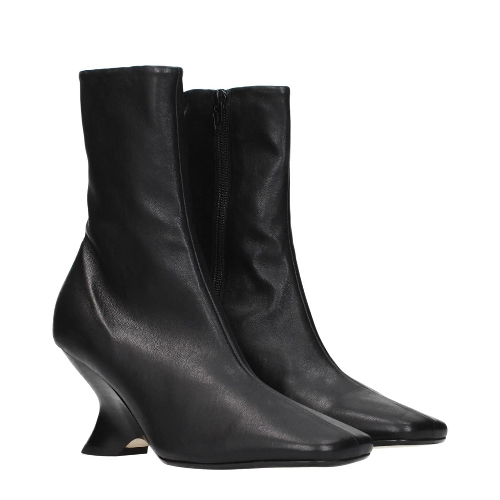 Dries Van Noten Black Leather Ankle Boots