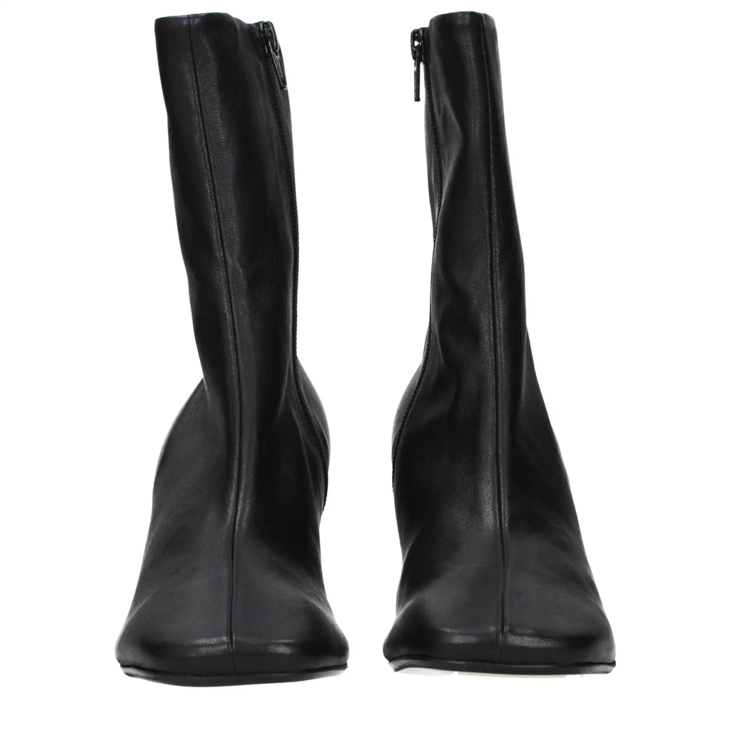 Dries Van Noten Black Leather Ankle Boots
