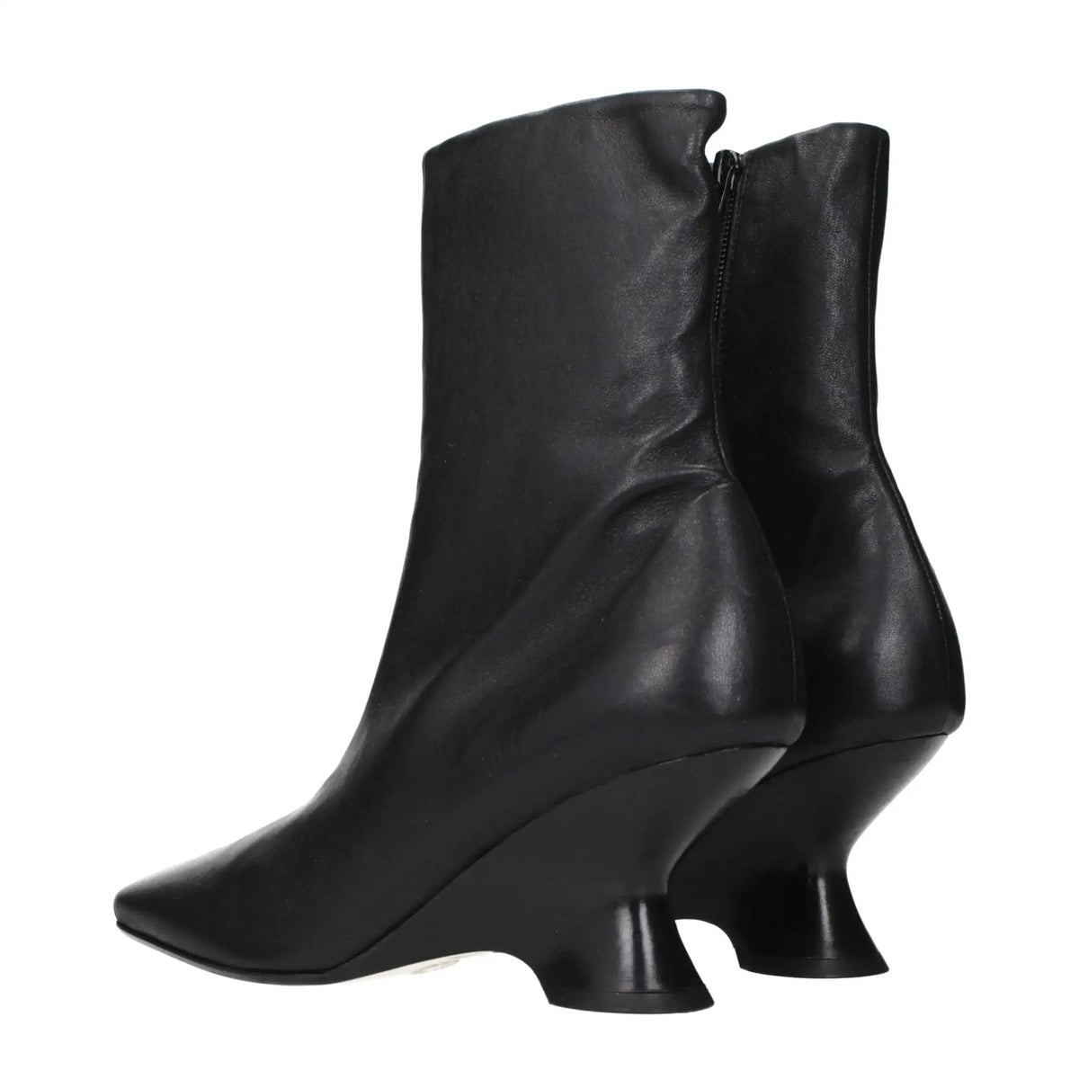 Dries Van Noten Black Leather Ankle Boots
