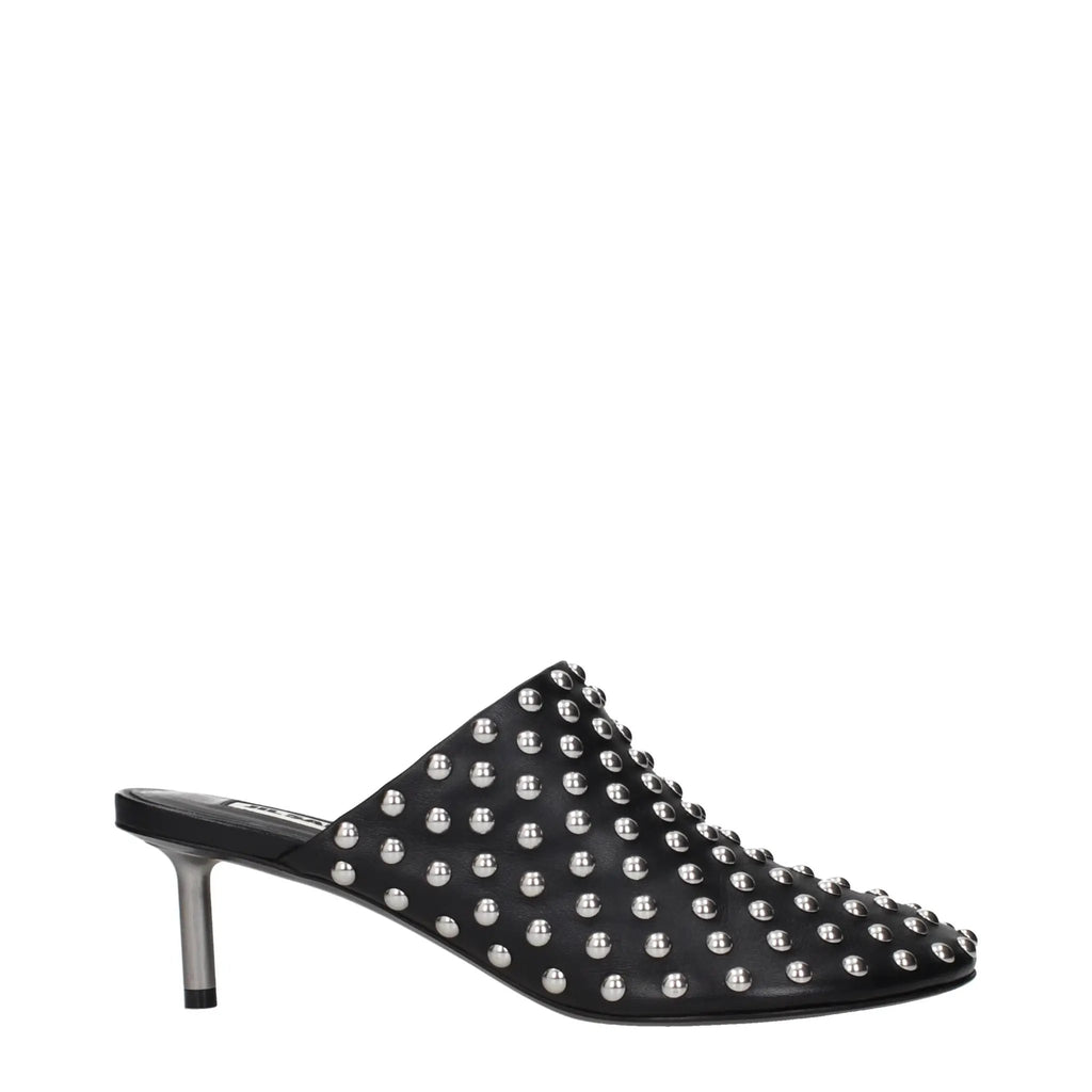 Mules en cuir noir Jil Sander