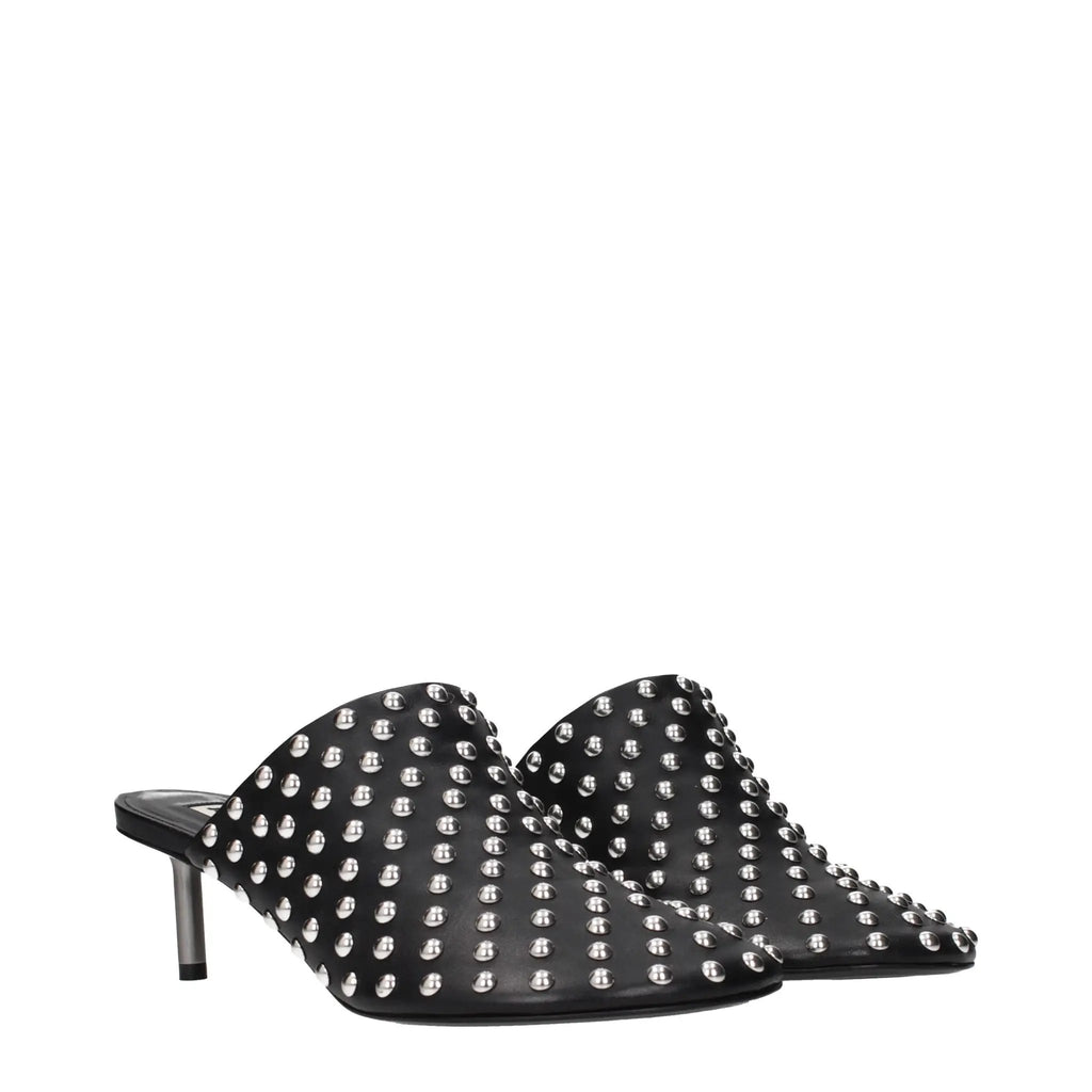 Mules en cuir noir Jil Sander