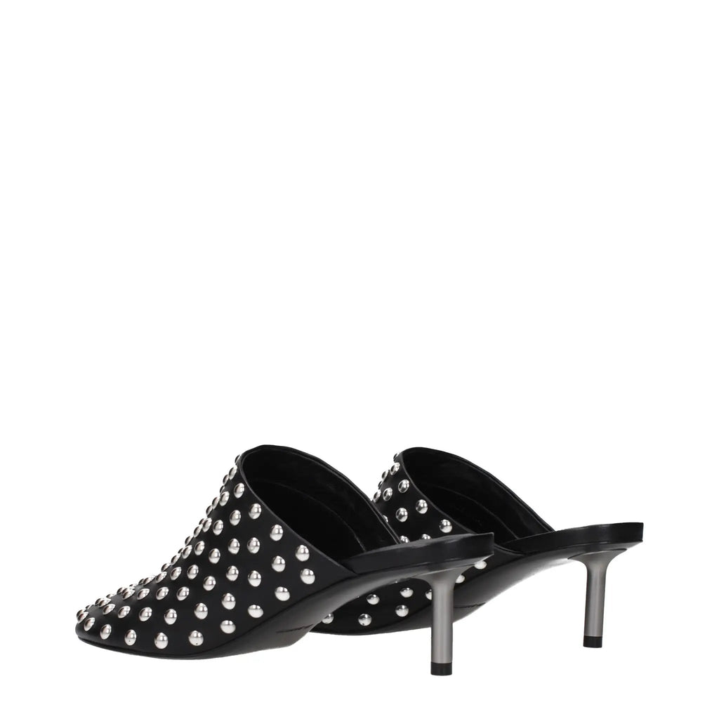 Mules en cuir noir Jil Sander