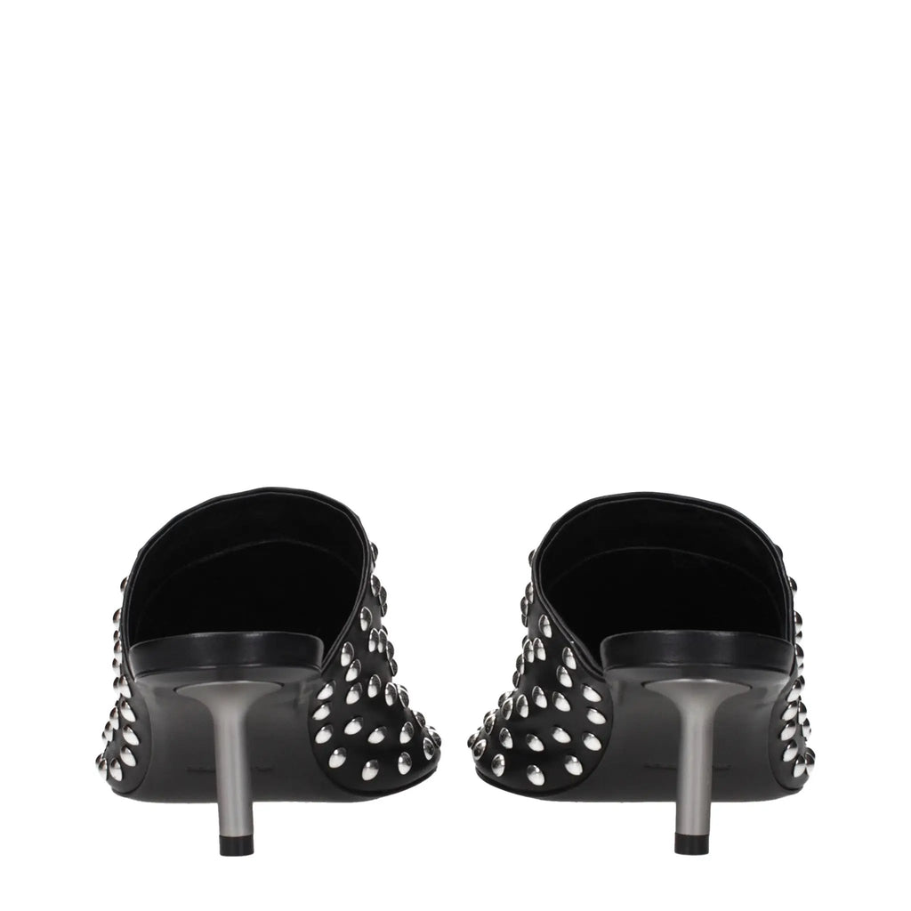 Mules en cuir noir Jil Sander