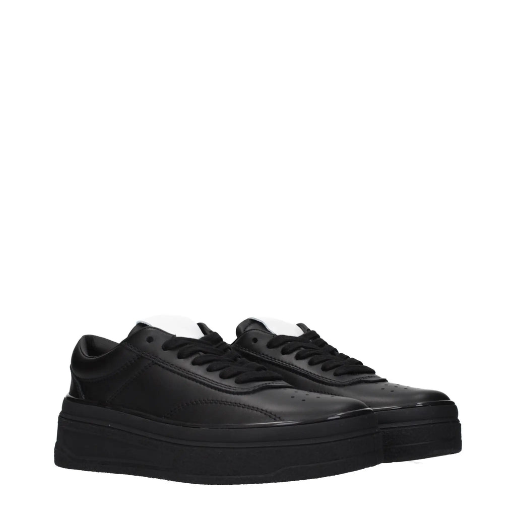 Jil Sander Black Leather Platform Sneakers