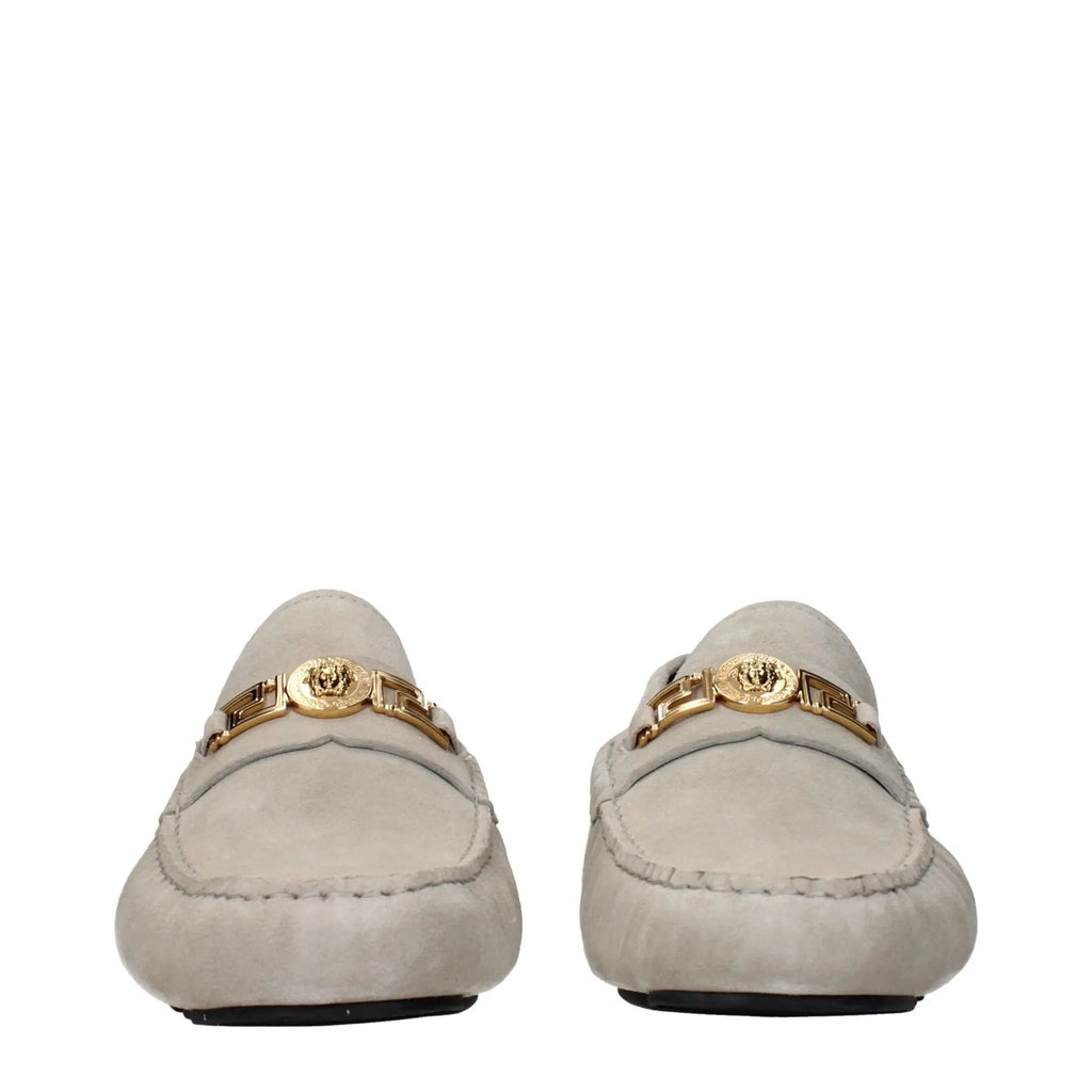 Mocassins en cuir gris à enfiler Versace
