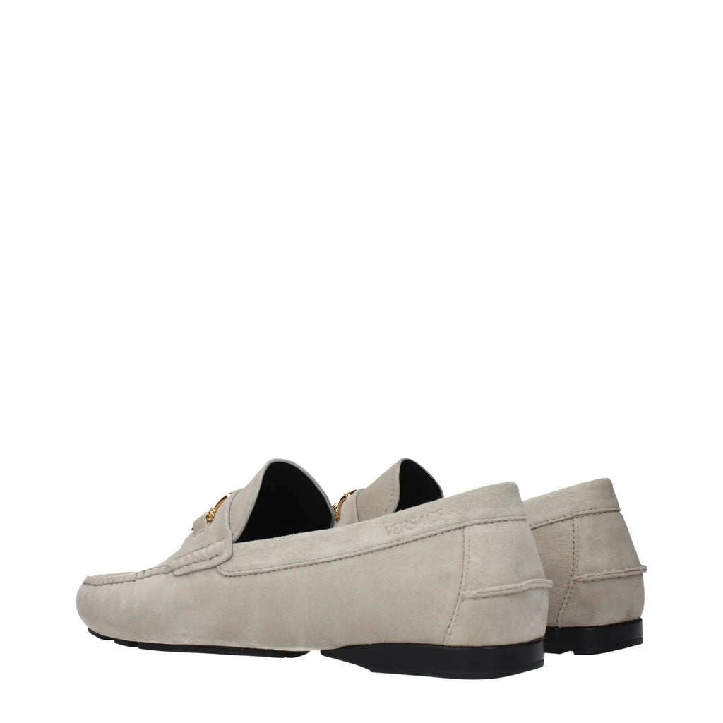 Mocassins en cuir gris à enfiler Versace