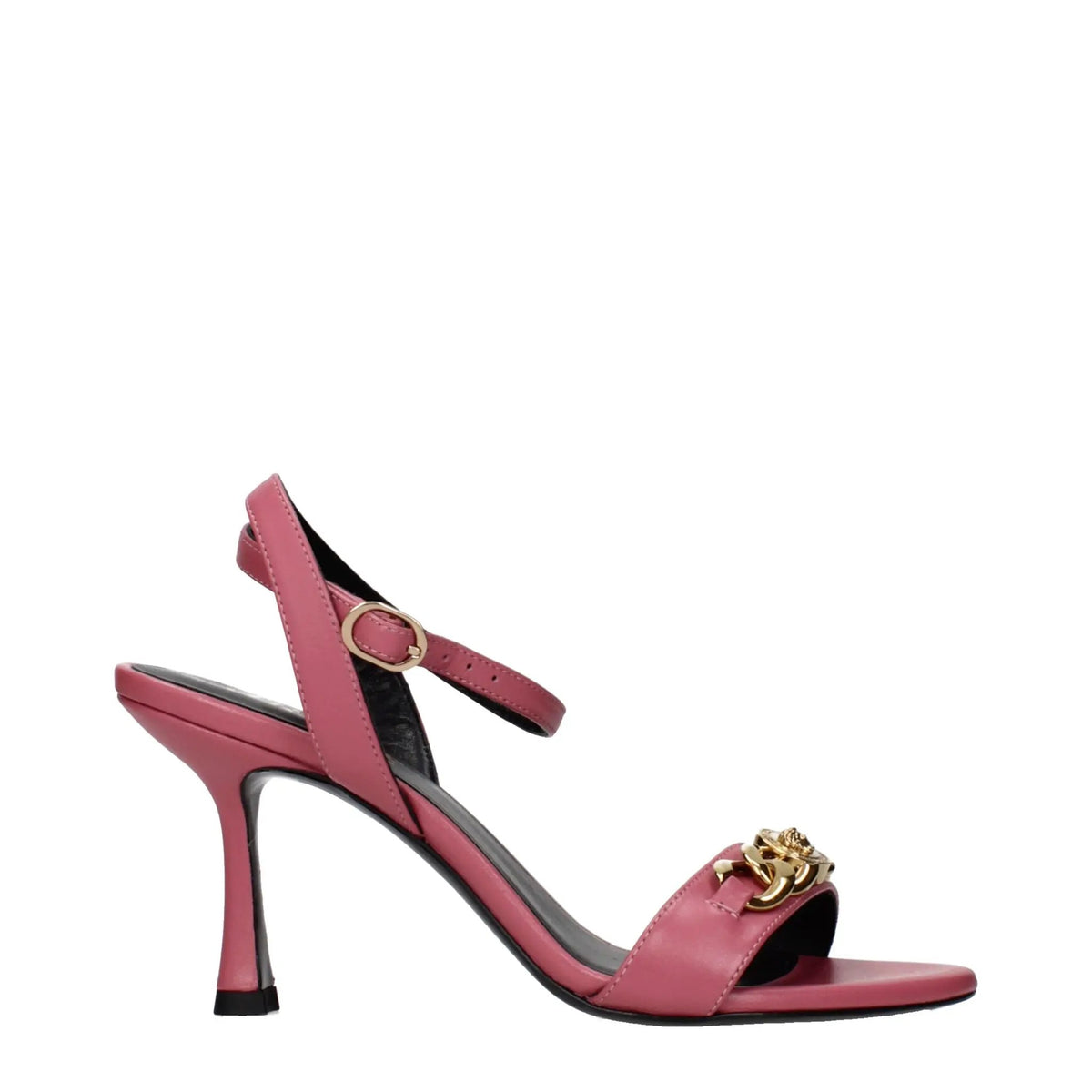 Sandales à talons aiguilles en cuir rose Versace