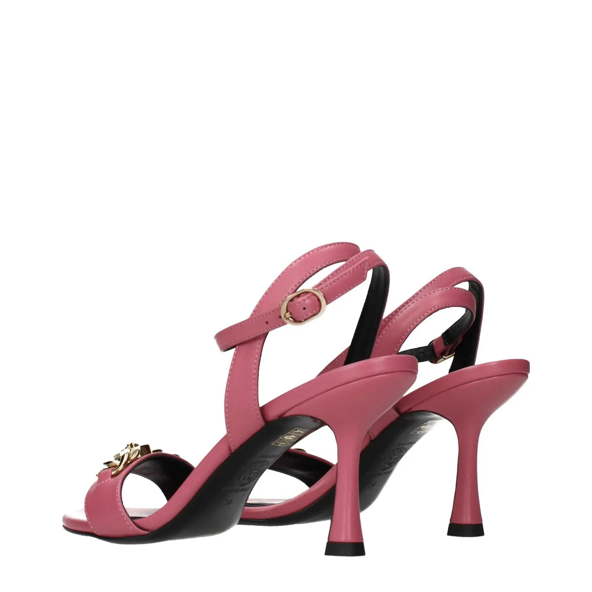 Sandales à talons aiguilles en cuir rose Versace