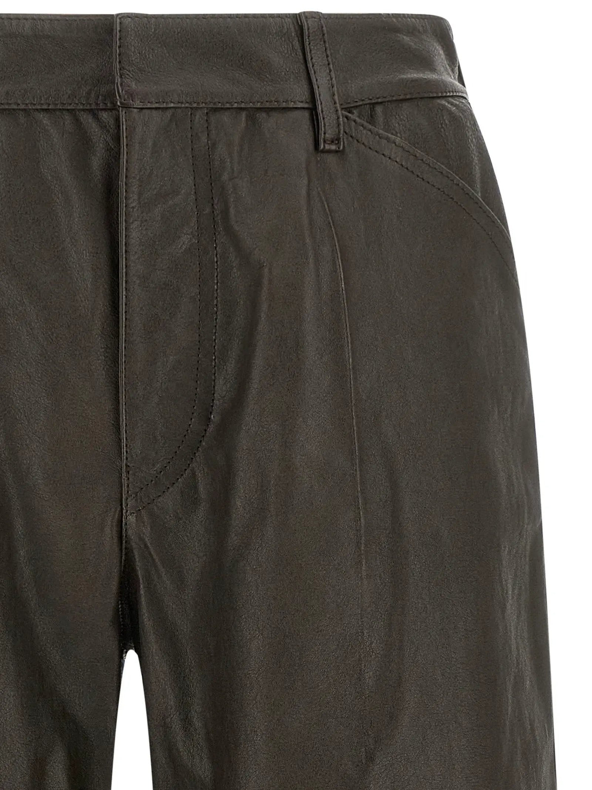 Lemaire Brown Calfskin Bermuda Shorts