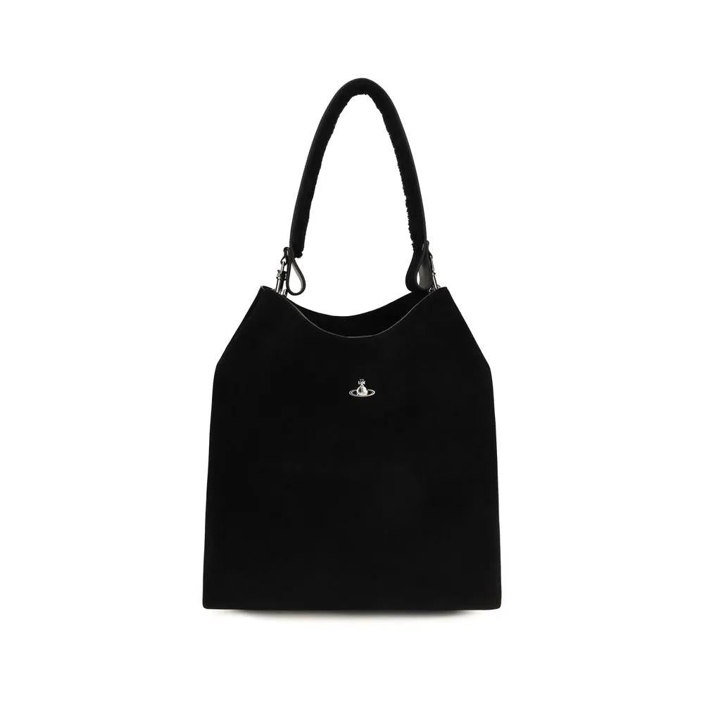 Vivienne Westwood Black Suede Leather Shoulder Bag