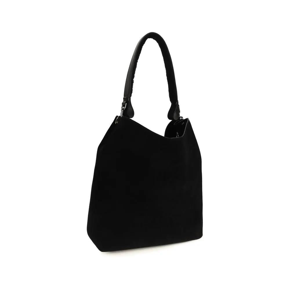 Vivienne Westwood Black Suede Leather Shoulder Bag