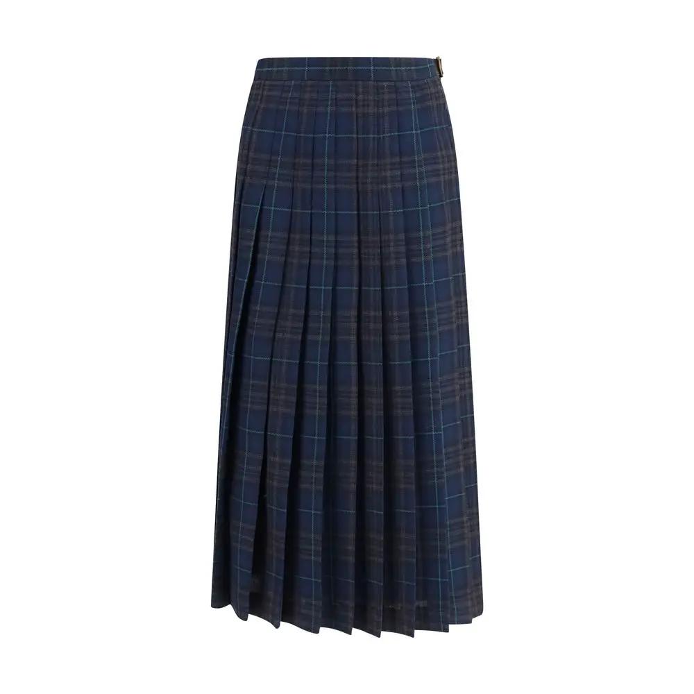 Jupe longue en polyester bleu Burberry