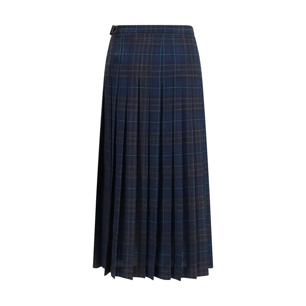 Jupe longue en polyester bleu Burberry