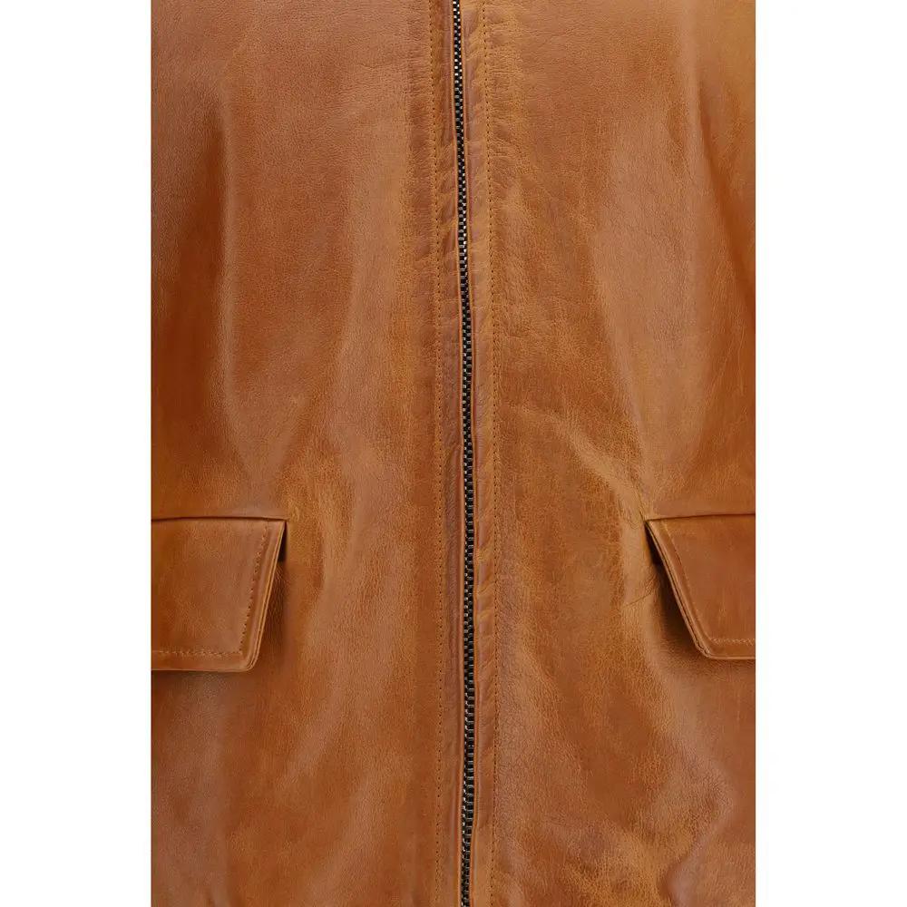 Marni Brown Calf Leather Bos Taurus Leather Jacket