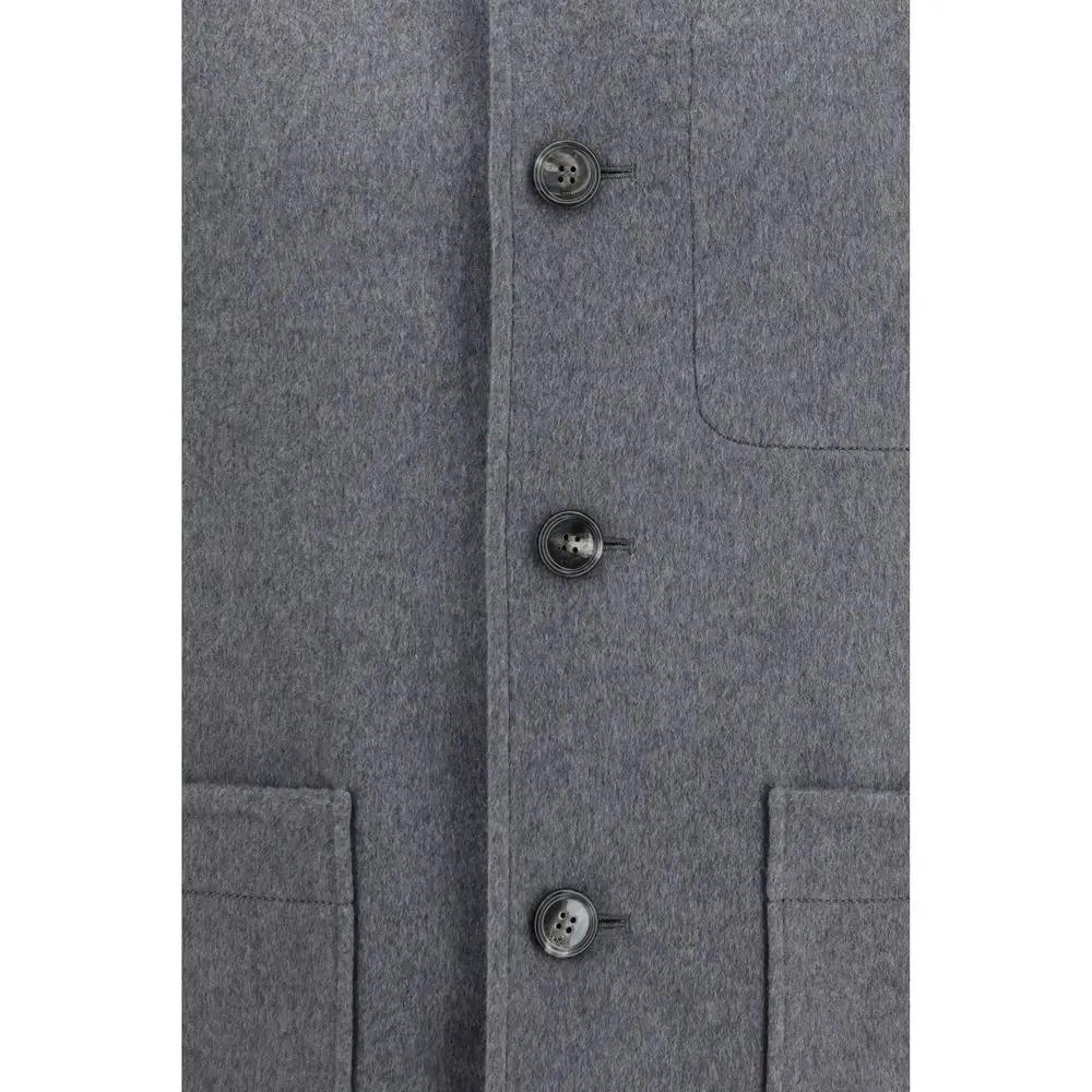 Ami Paris Gray Wool Oves Aries Full-Length Jacket