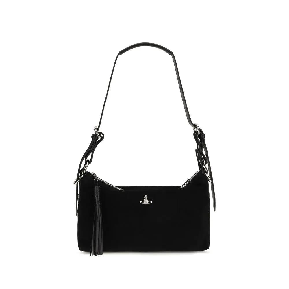 Vivienne Westwood Black Suede Leather Shoulder Bag