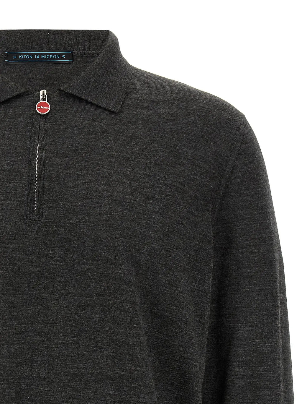 Kiton Gray Wool Polo Shirt