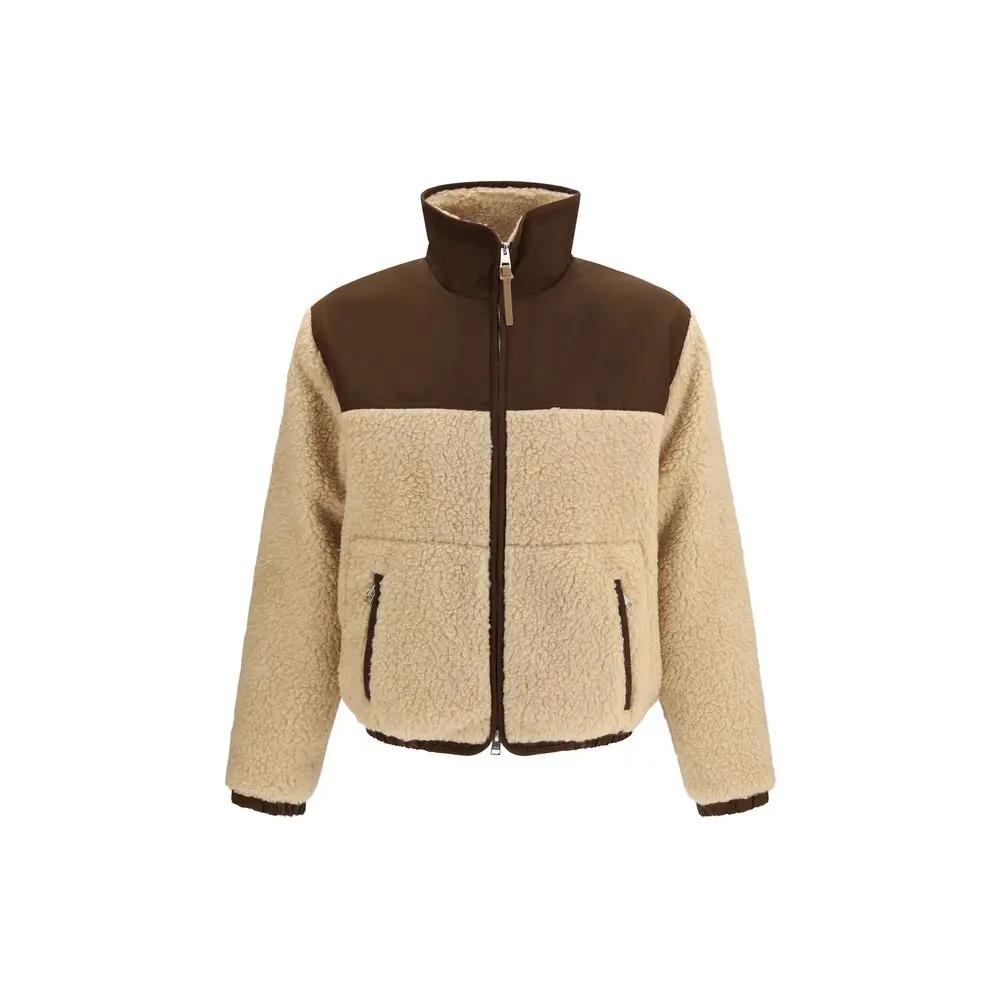 Ami Paris Beige Polyester Full-Length Jacket