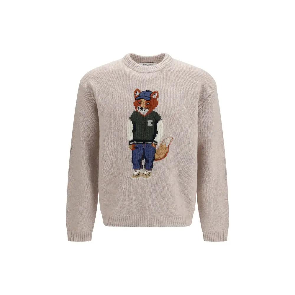 Maison Kitsuné Beige Wool Oves Aries Sweatshirt
