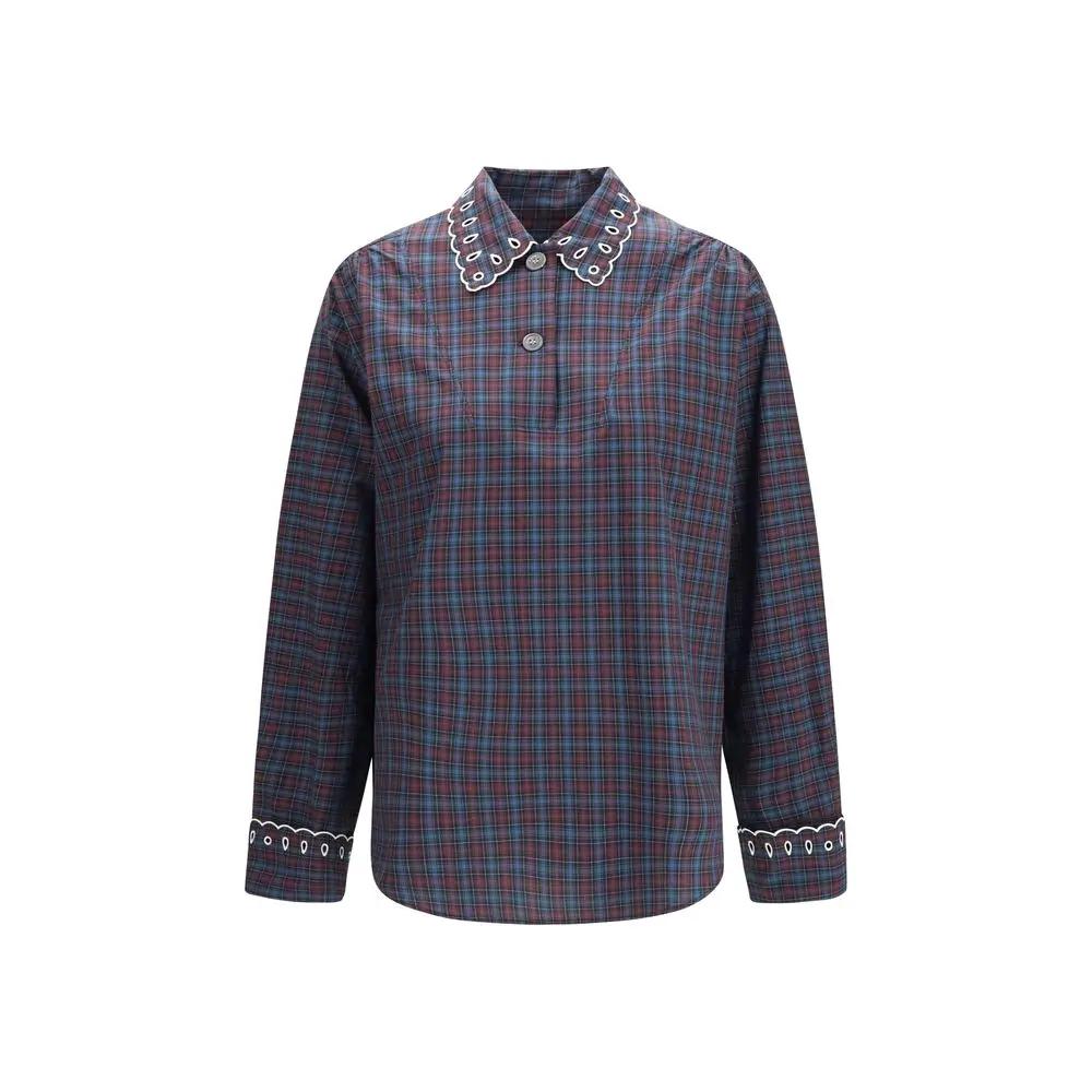 Chemise à motifs en coton bleu Marni