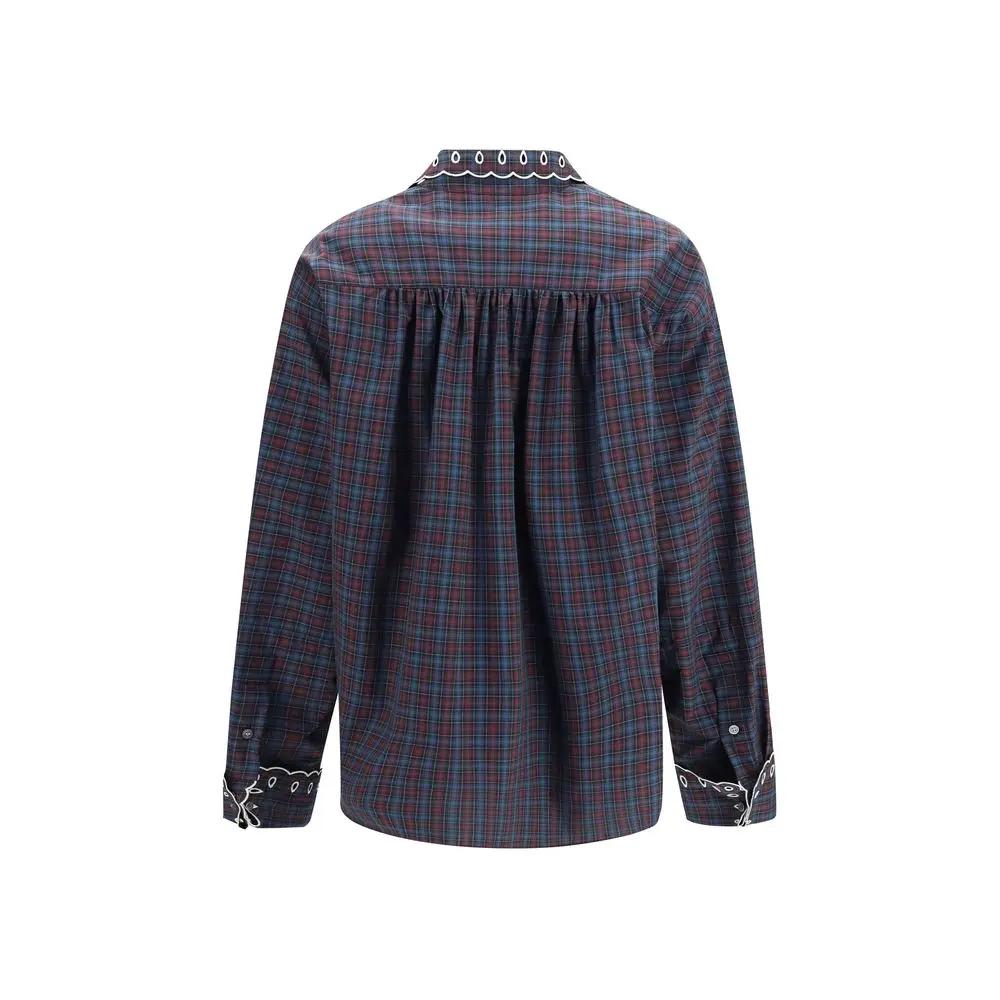 Chemise à motifs en coton bleu Marni