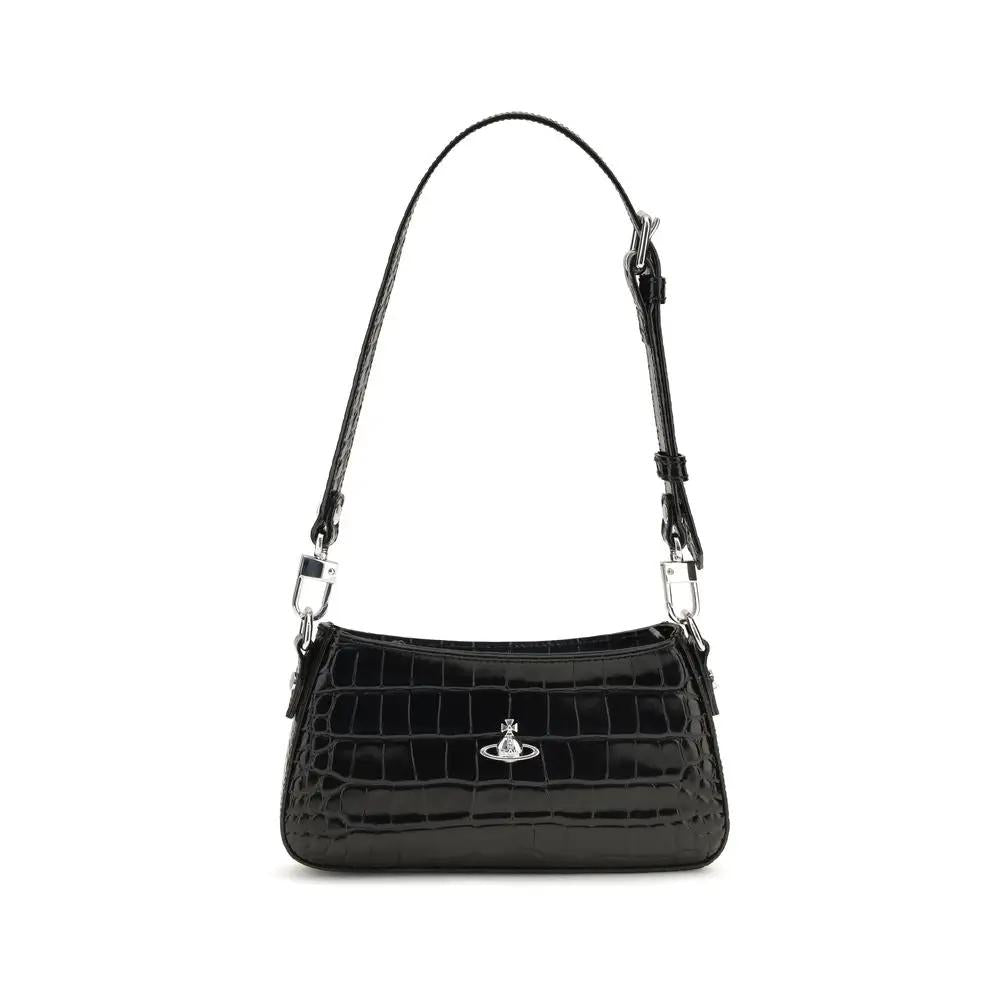 Sac bandoulière Vivienne Westwood en cuir de veau noir Bos Taurus