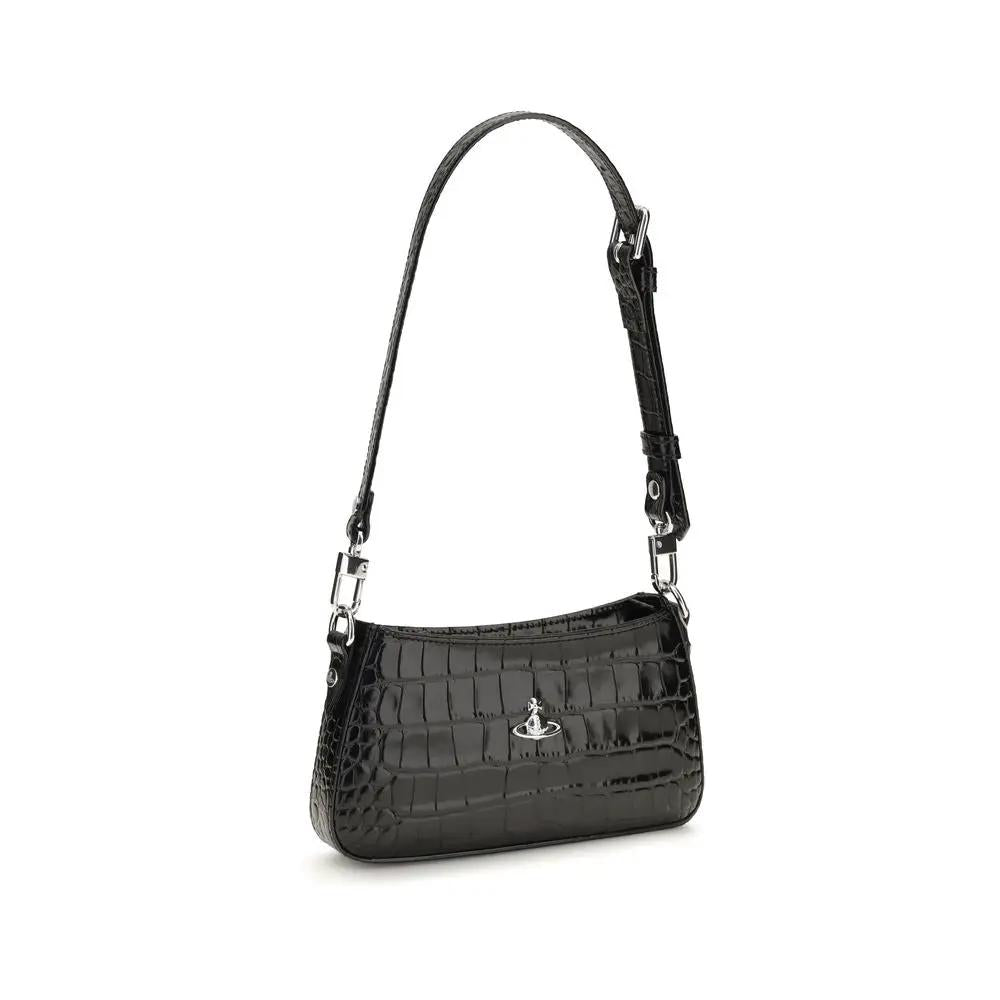 Sac bandoulière Vivienne Westwood en cuir de veau noir Bos Taurus