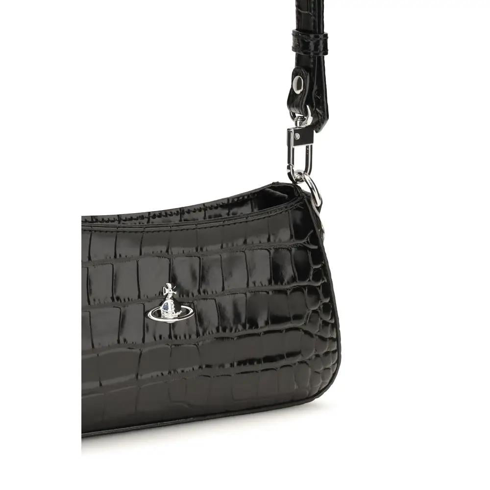 Sac bandoulière Vivienne Westwood en cuir de veau noir Bos Taurus
