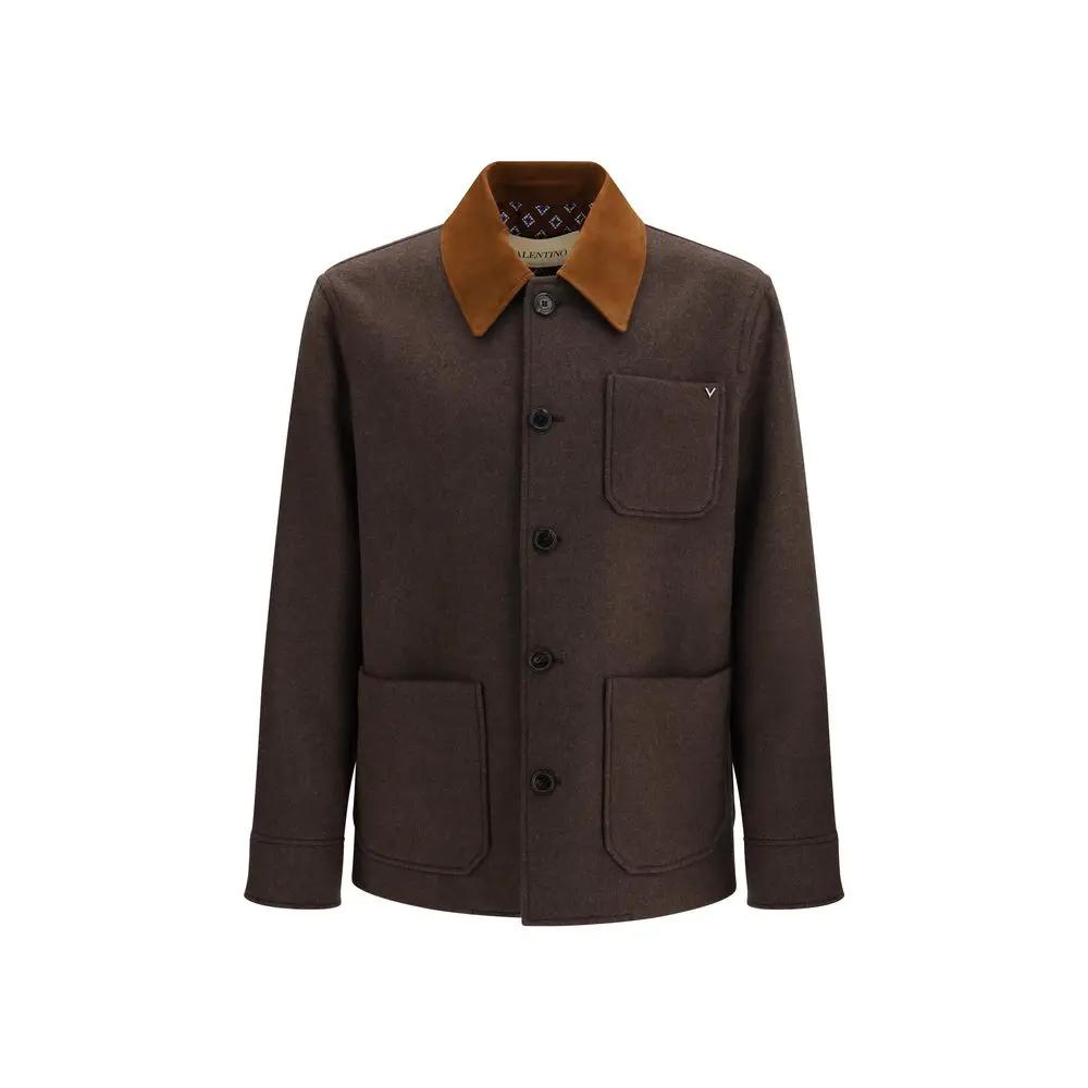 Manteau long Valentino Garavani en laine marron, motif bélier Oves