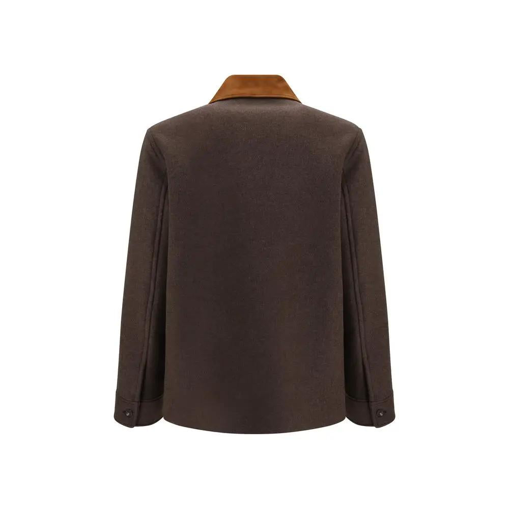 Manteau long Valentino Garavani en laine marron, motif bélier Oves