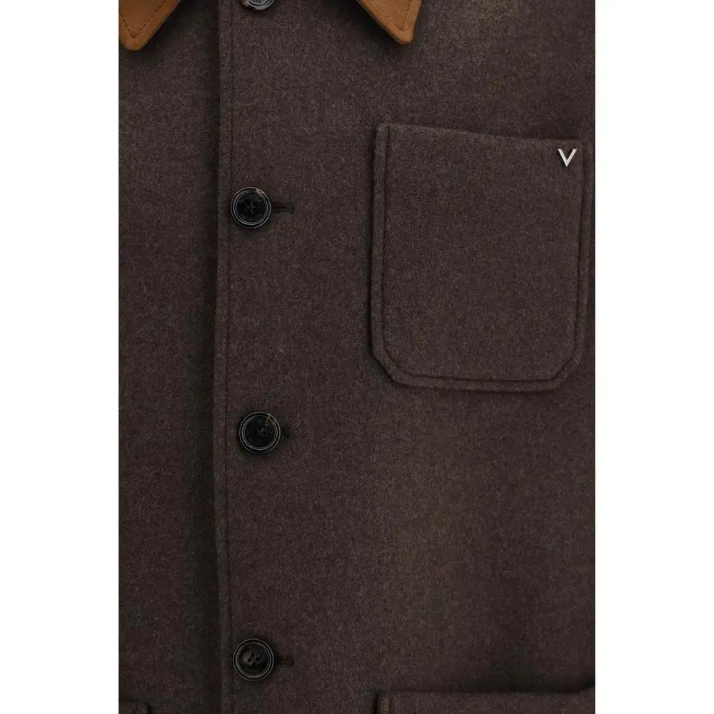 Manteau long Valentino Garavani en laine marron, motif bélier Oves