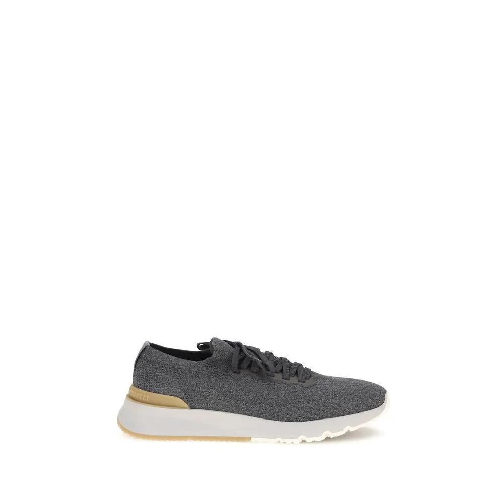 Baskets basses en coton bleu Brunello Cucinelli