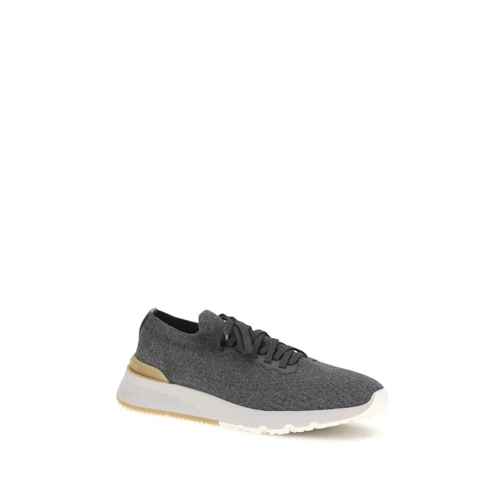 Baskets basses en coton bleu Brunello Cucinelli