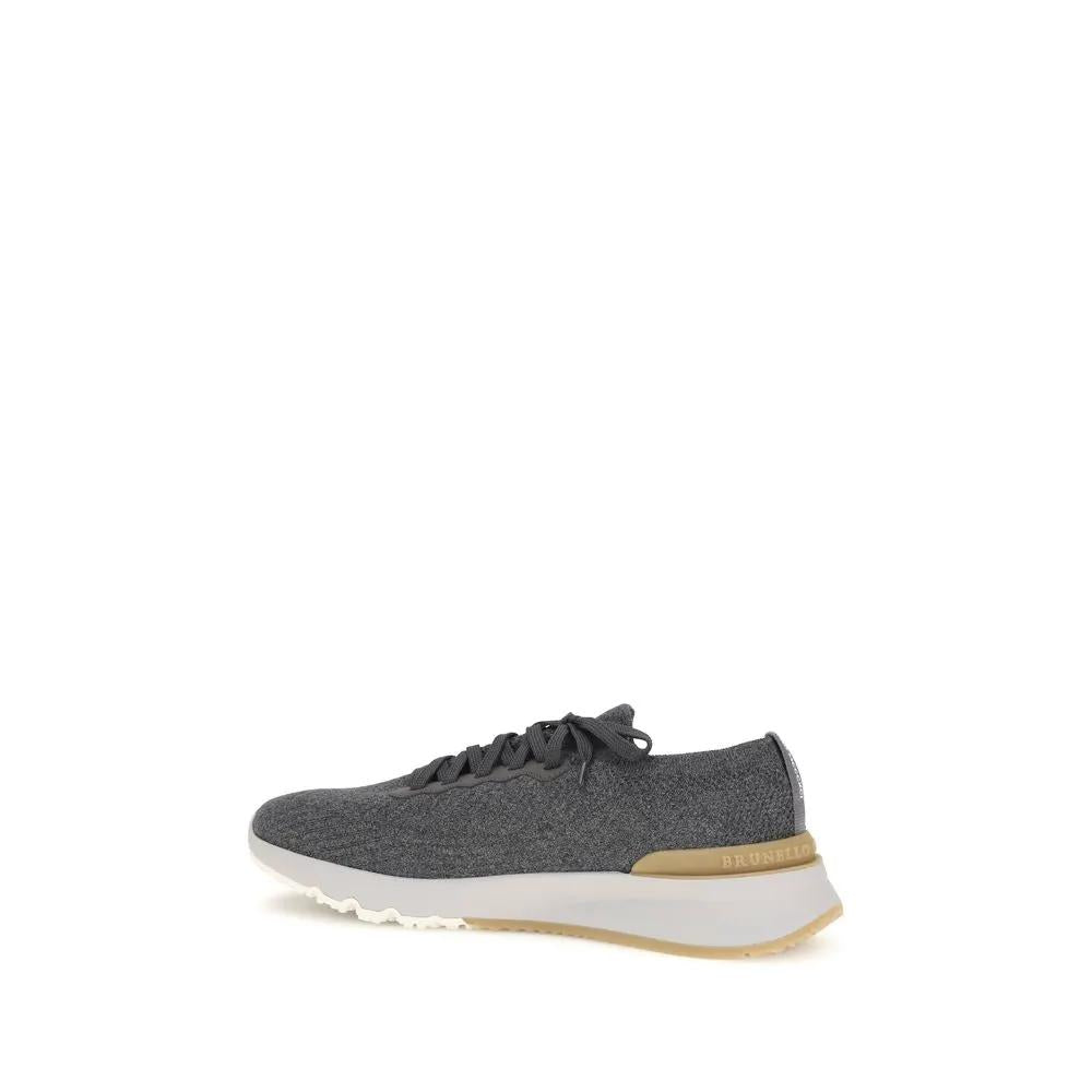 Baskets basses en coton bleu Brunello Cucinelli