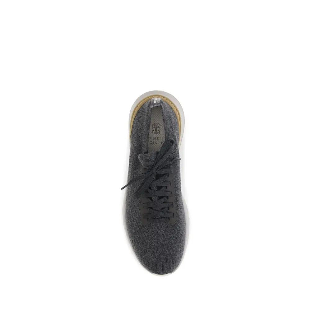 Baskets basses en coton bleu Brunello Cucinelli