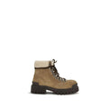 Bottines à lacets en cuir suédé beige Balenciaga