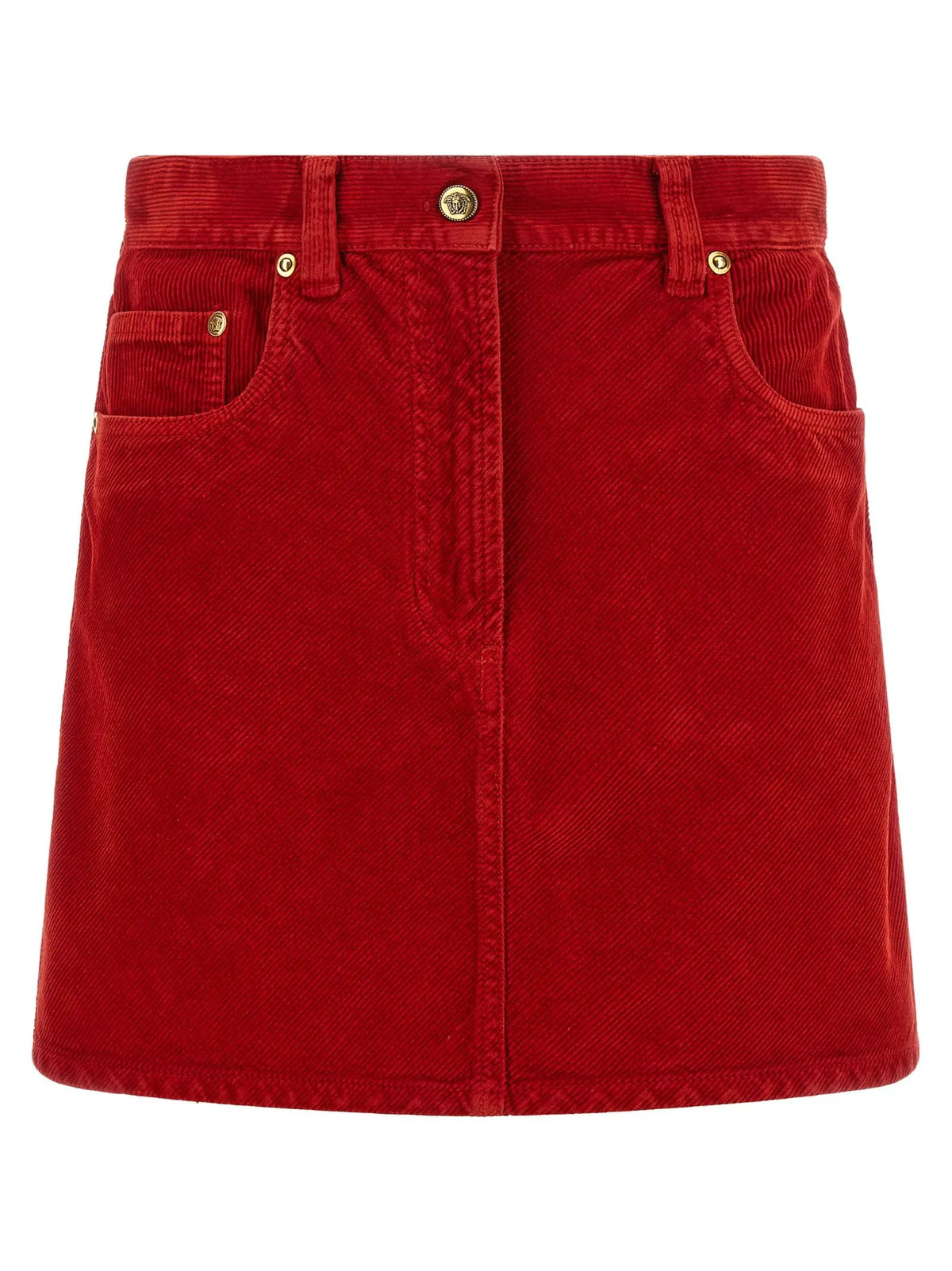 Jupe longue en coton rouge Versace