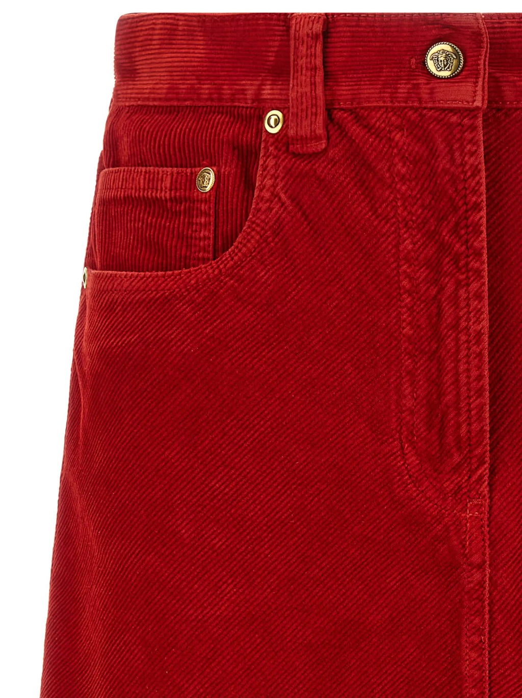 Jupe longue en coton rouge Versace