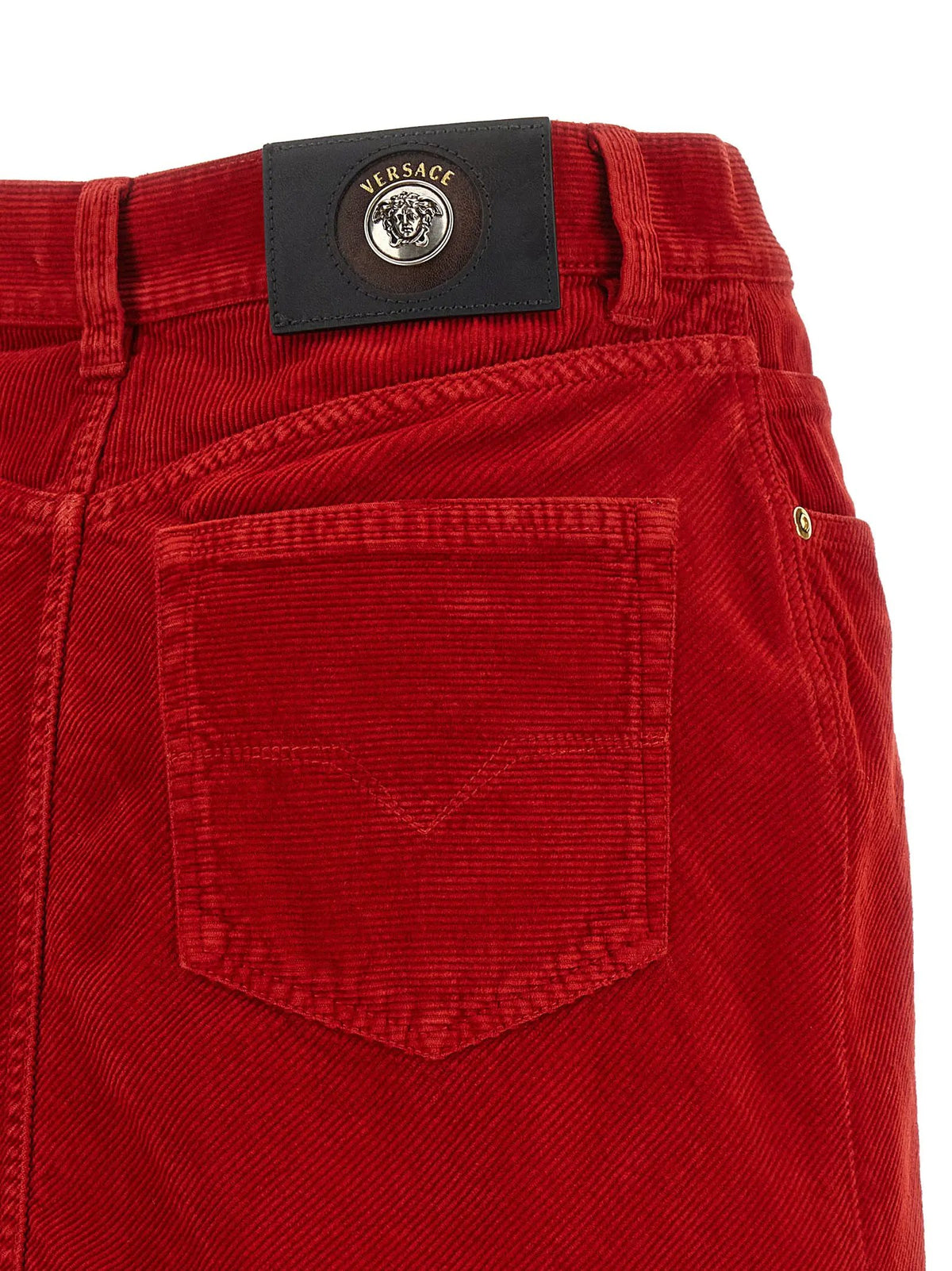 Jupe longue en coton rouge Versace